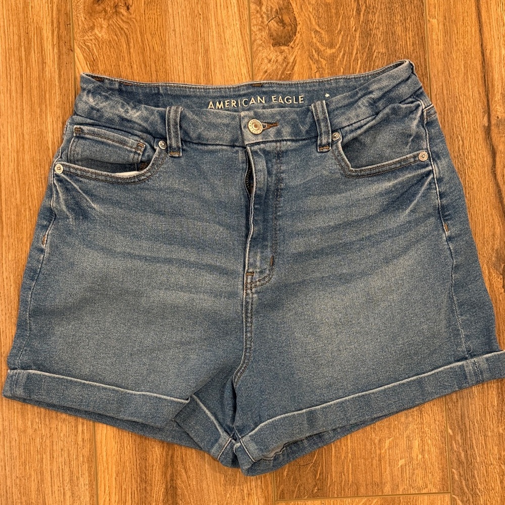 American Eagle Outfitters High Waist Blue Denim Shorts